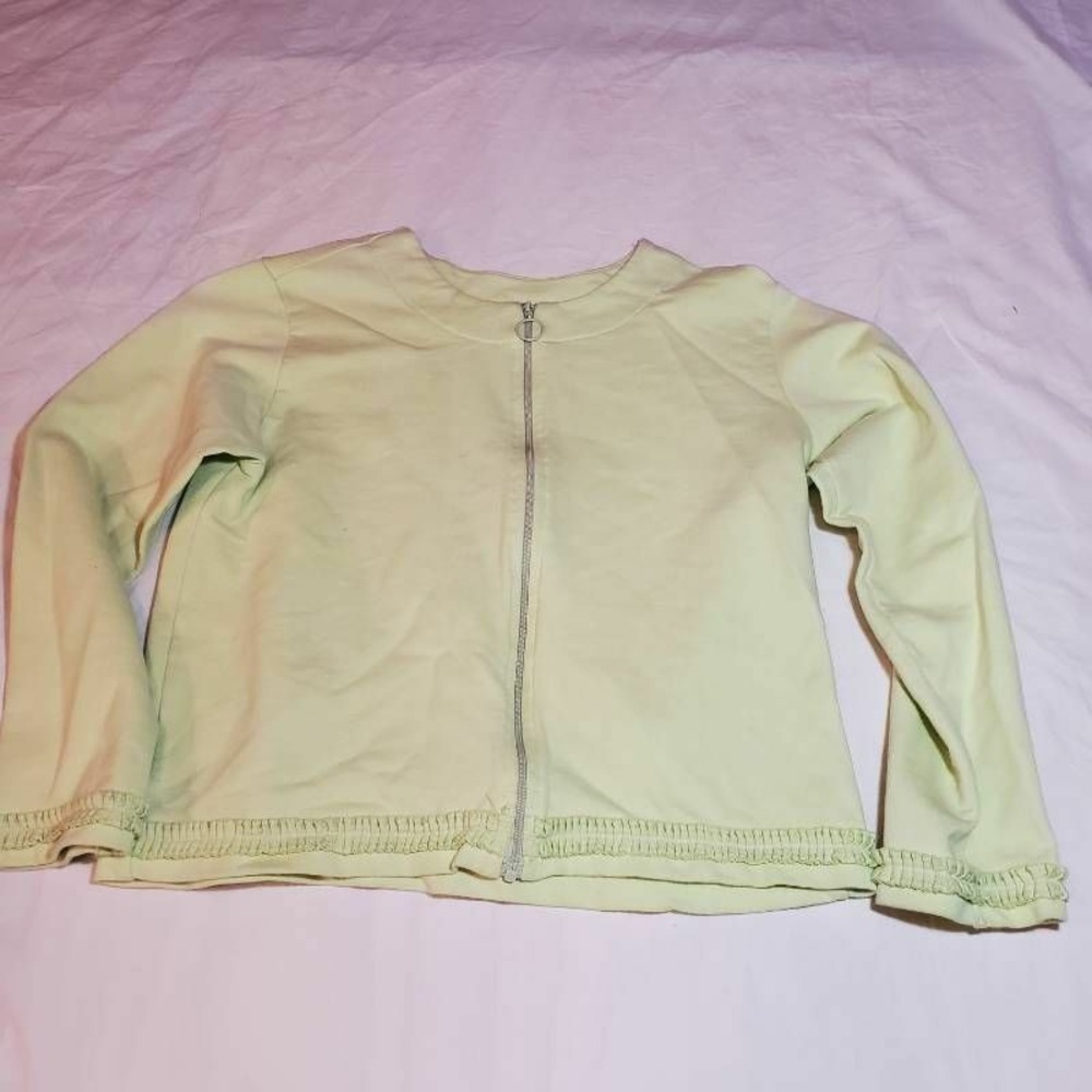 Hanna Andersson Girls Fleece Jacket Green 100% Cotton Long Sleeve Zip Kids 10